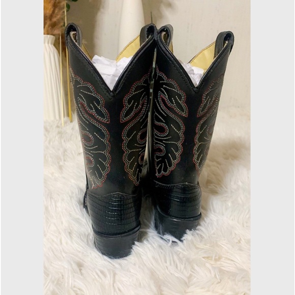 *REWARD* *PLEASE share*  Texas Kid's Toddler Black Lizard Croc Cowboy Boots - Picture 3 of 3